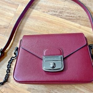 Like New Longchamp Heritage Burgundy Leather Crossbody Bag